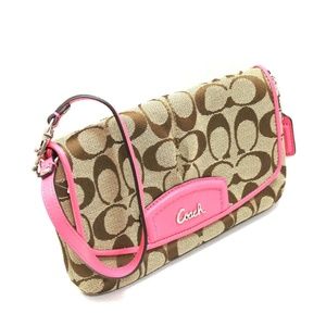 Coach Signature Large Wristlet/Clutch, Pink Detail